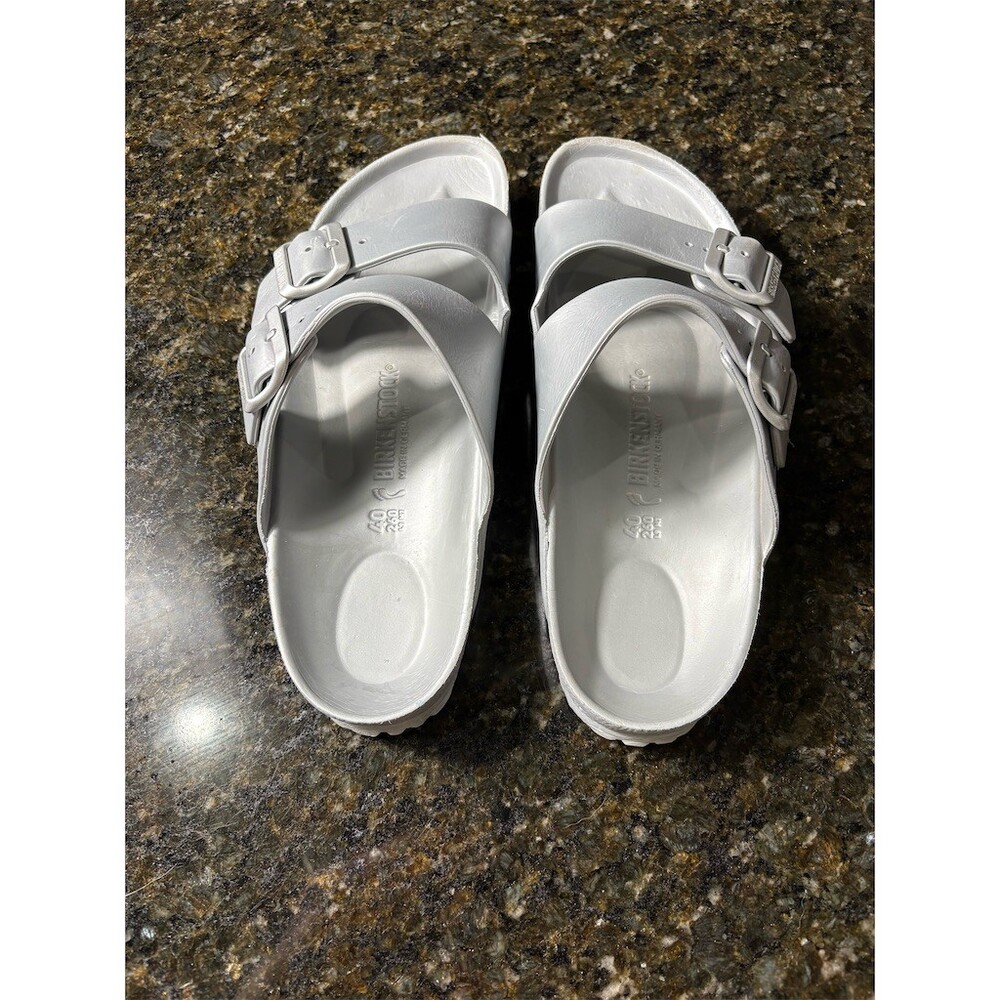 Birkenstock Arizona EVA Women's Slide Sandals Silver Metallic EU 40 US 9 - Picture 2 of 13
